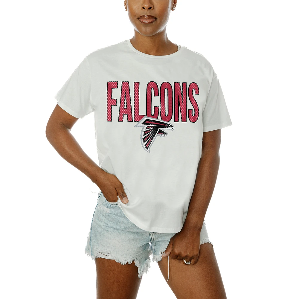 Women's Gameday Couture White Atlanta Falcons Oversized Keep It Up T-Shirt