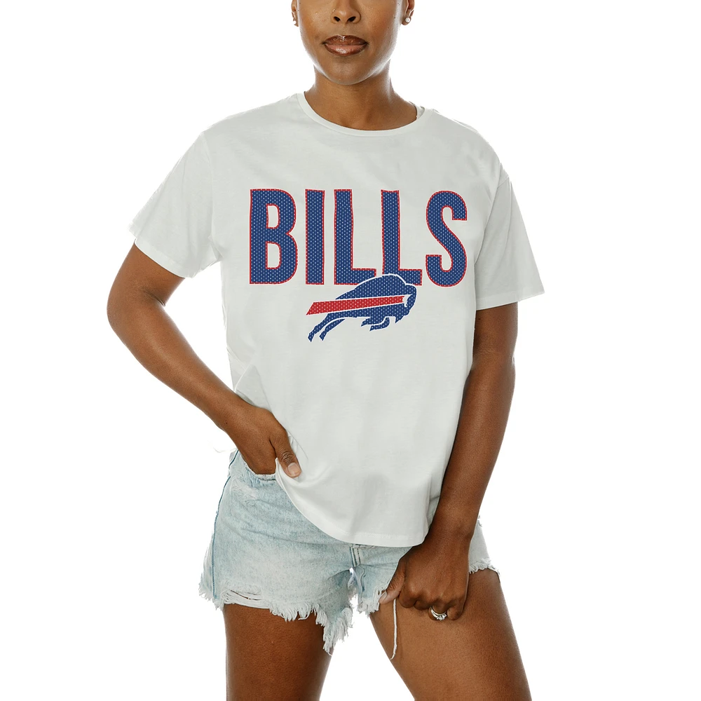 Women's Gameday Couture White Buffalo Bills Oversized Keep It Up T-Shirt