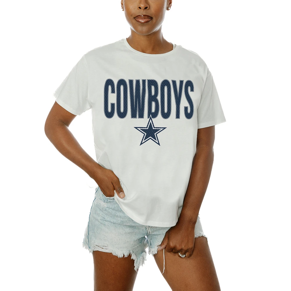 Women's Gameday Couture White Dallas Cowboys Oversized Keep It Up T-Shirt