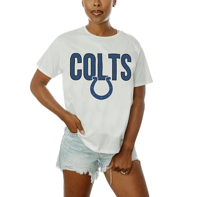 Women's Gameday Couture White Indianapolis Colts Oversized Keep It Up T-Shirt