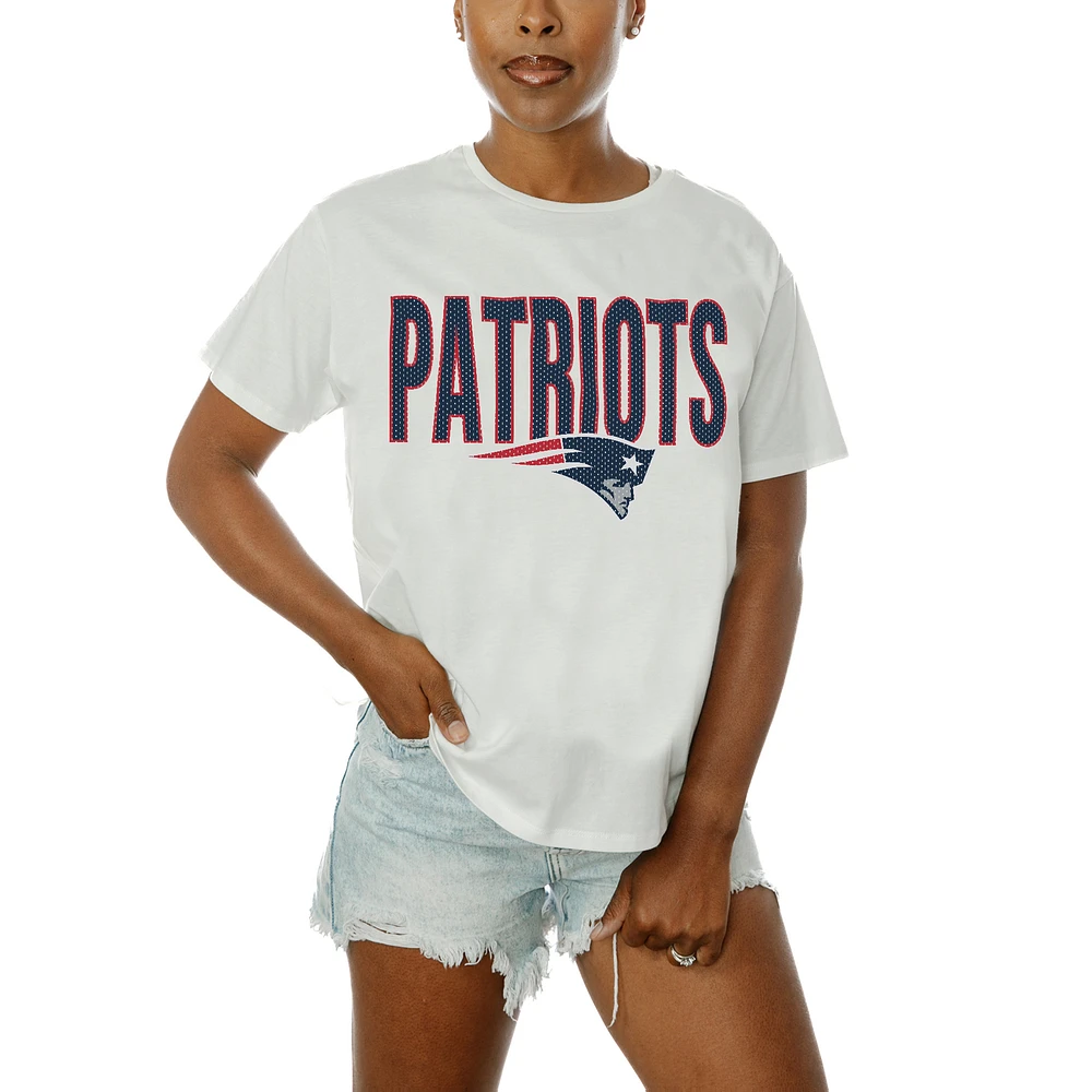 Women's Gameday Couture White New England Patriots Oversized Keep It Up T-Shirt