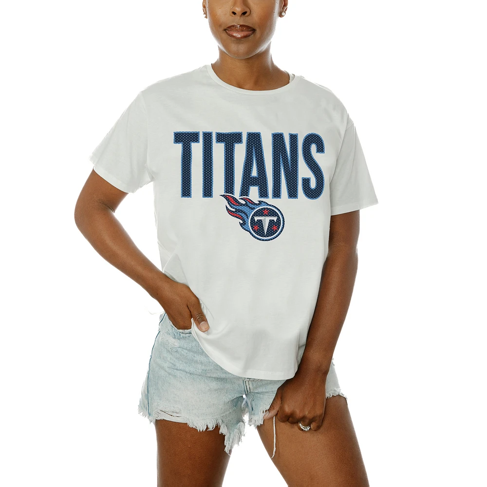 Women's Gameday Couture White Tennessee Titans Oversized Keep It Up T-Shirt