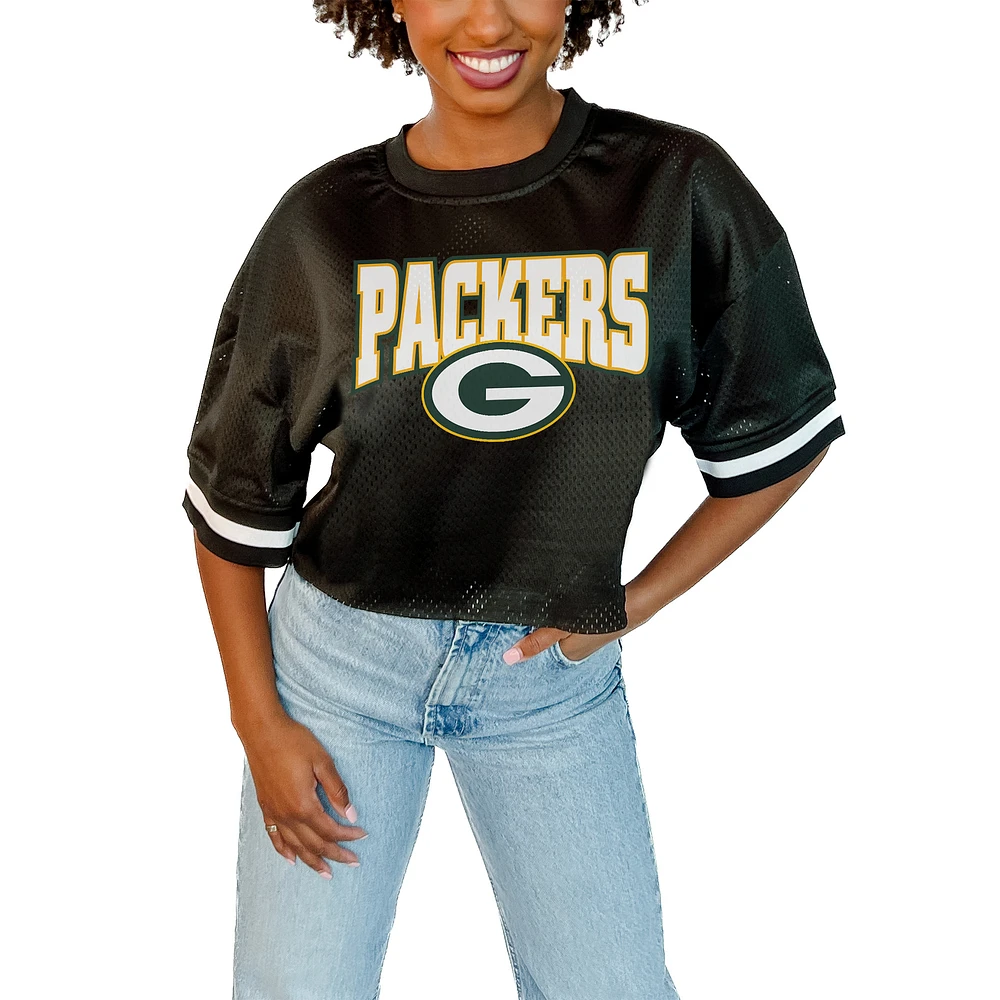 Women's Gameday Couture Black Green Bay Packers Game Face Fashion Jersey