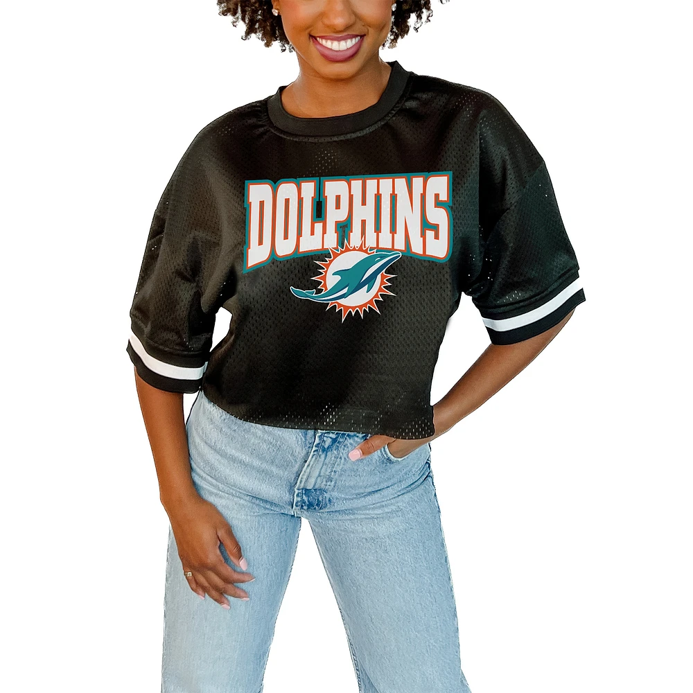 Women's Gameday Couture Black Miami Dolphins Game Face Fashion Jersey