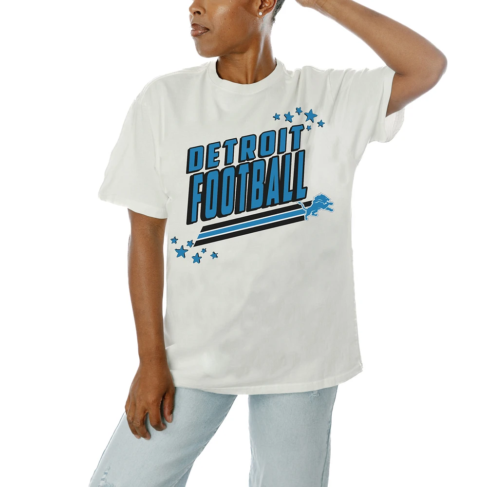 Women's Gameday Couture White Detroit Lions Coming Hot T-Shirt