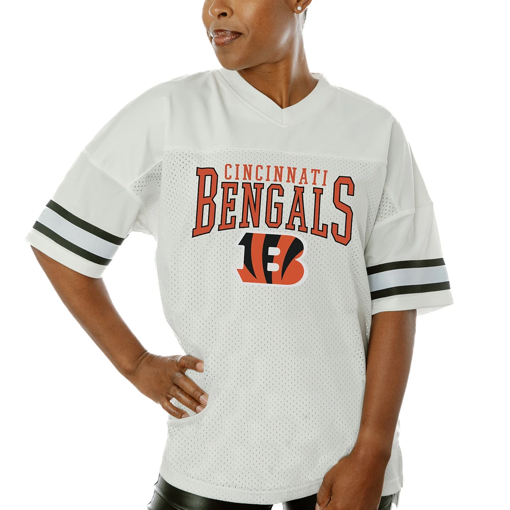 Women's Gameday Couture White Cincinnati Bengals Top Recruit Side Slit V-Neck Fashion Jersey