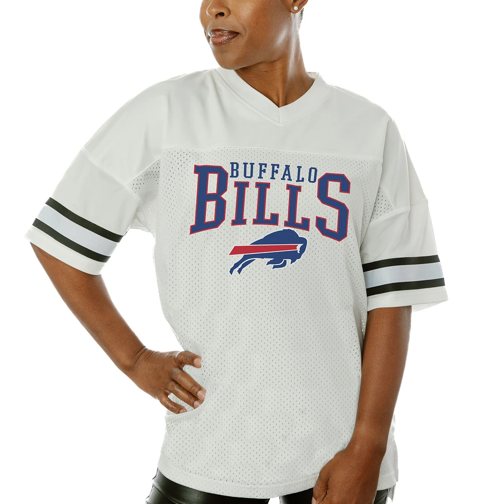 Women's Gameday Couture White Buffalo Bills Top Recruit Side Slit V-Neck Fashion Jersey