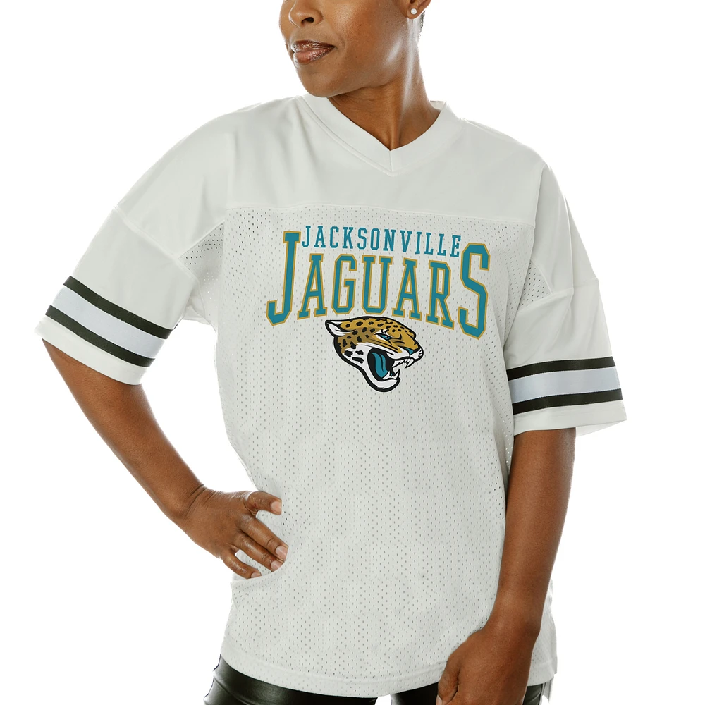 Women's Gameday Couture White Jacksonville Jaguars Top Recruit Side Slit V-Neck Fashion Jersey
