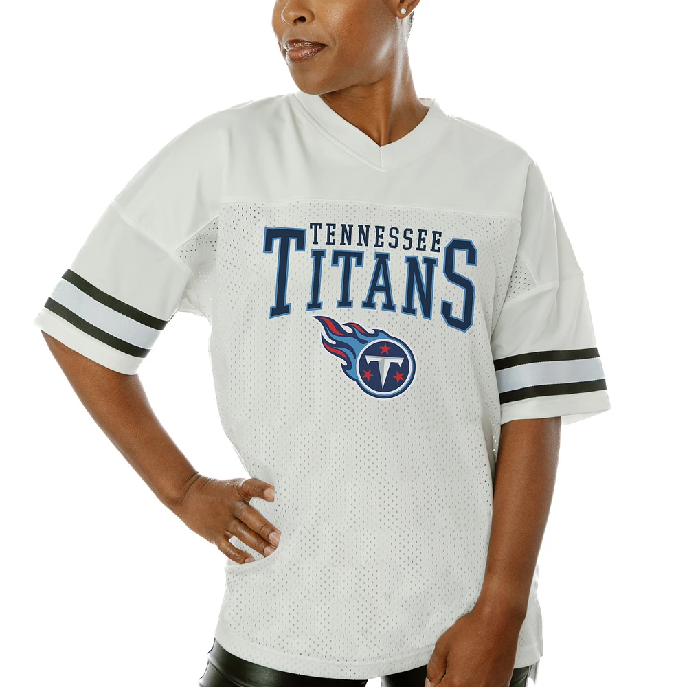 Women's Gameday Couture White Tennessee Titans Top Recruit Side Slit V-Neck Fashion Jersey