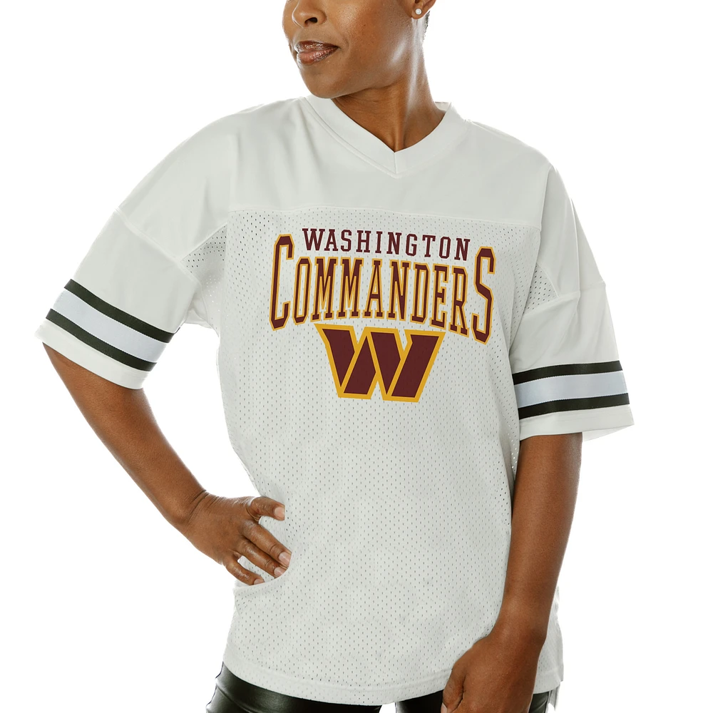 Women's Gameday Couture White Washington Commanders Top Recruit Side Slit V-Neck Fashion Jersey