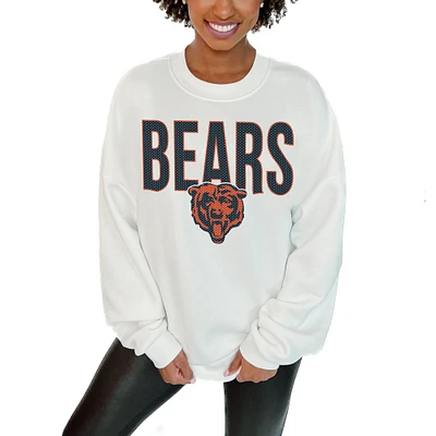 Women's Gameday Couture White Chicago Bears Just Go With It Oversized Long Sleeve Crewneck Sweatshirt