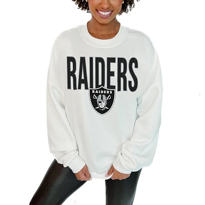 Women's Gameday Couture White Las Vegas Raiders Just Go With It Oversized Long Sleeve Crewneck Sweatshirt