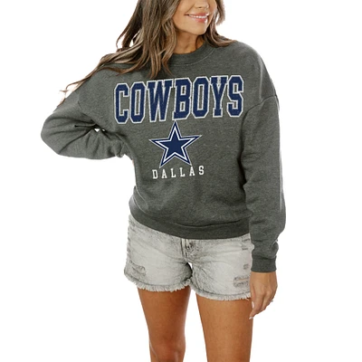 Women's Gameday Couture Charcoal Dallas Cowboys Oversized Bring The Energy Pullover Sweatshirt