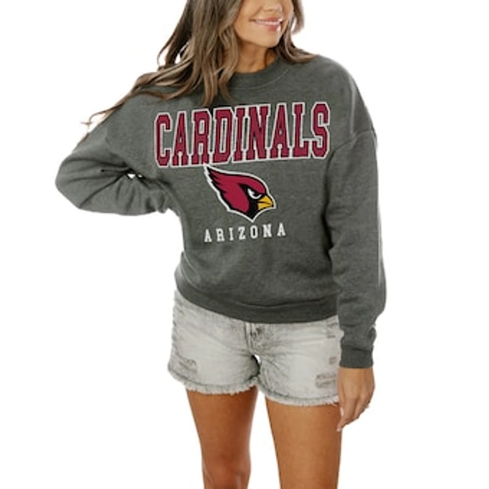 Women's Gameday Couture Charcoal Arizona Cardinals Oversized Bring The Energy Pullover Sweatshirt