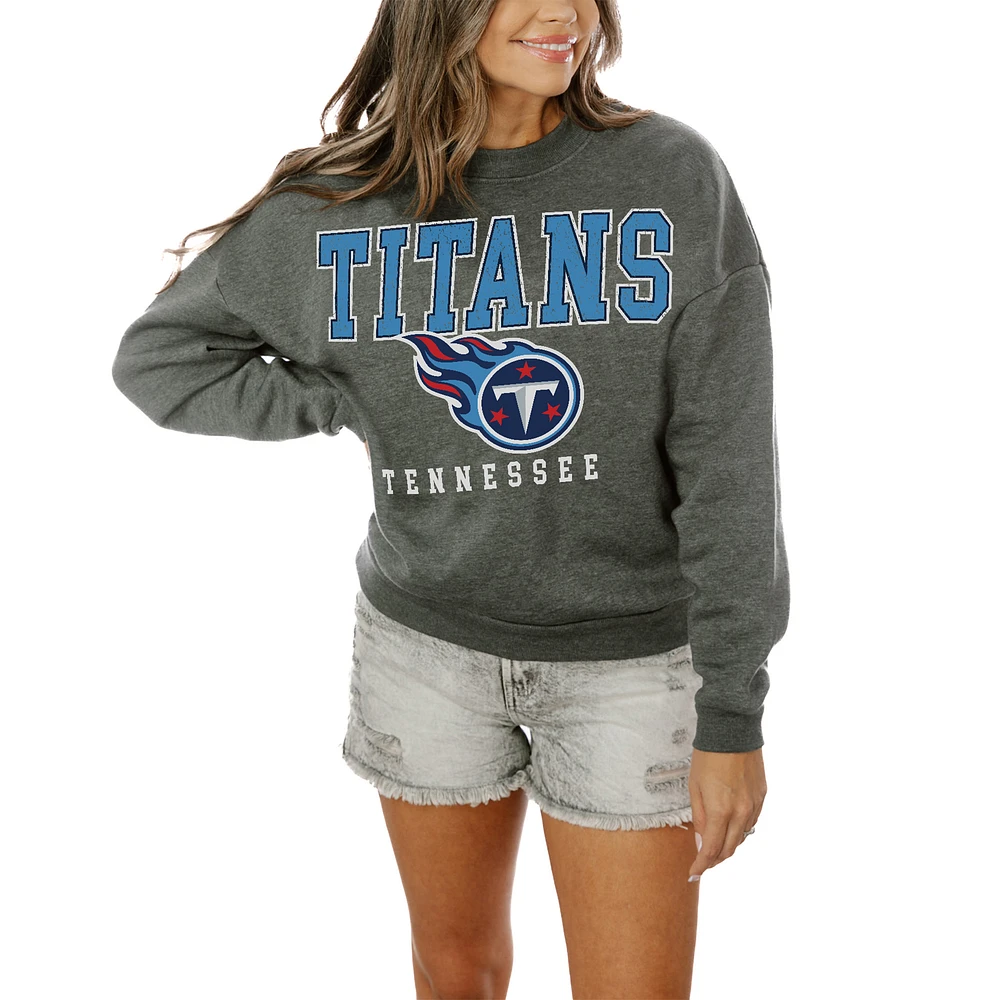 Women's Gameday Couture Charcoal Tennessee Titans Oversized Bring The Energy Pullover Sweatshirt