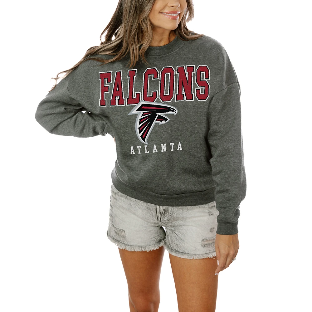 Women's Gameday Couture Charcoal Atlanta Falcons Oversized Bring The Energy Pullover Sweatshirt