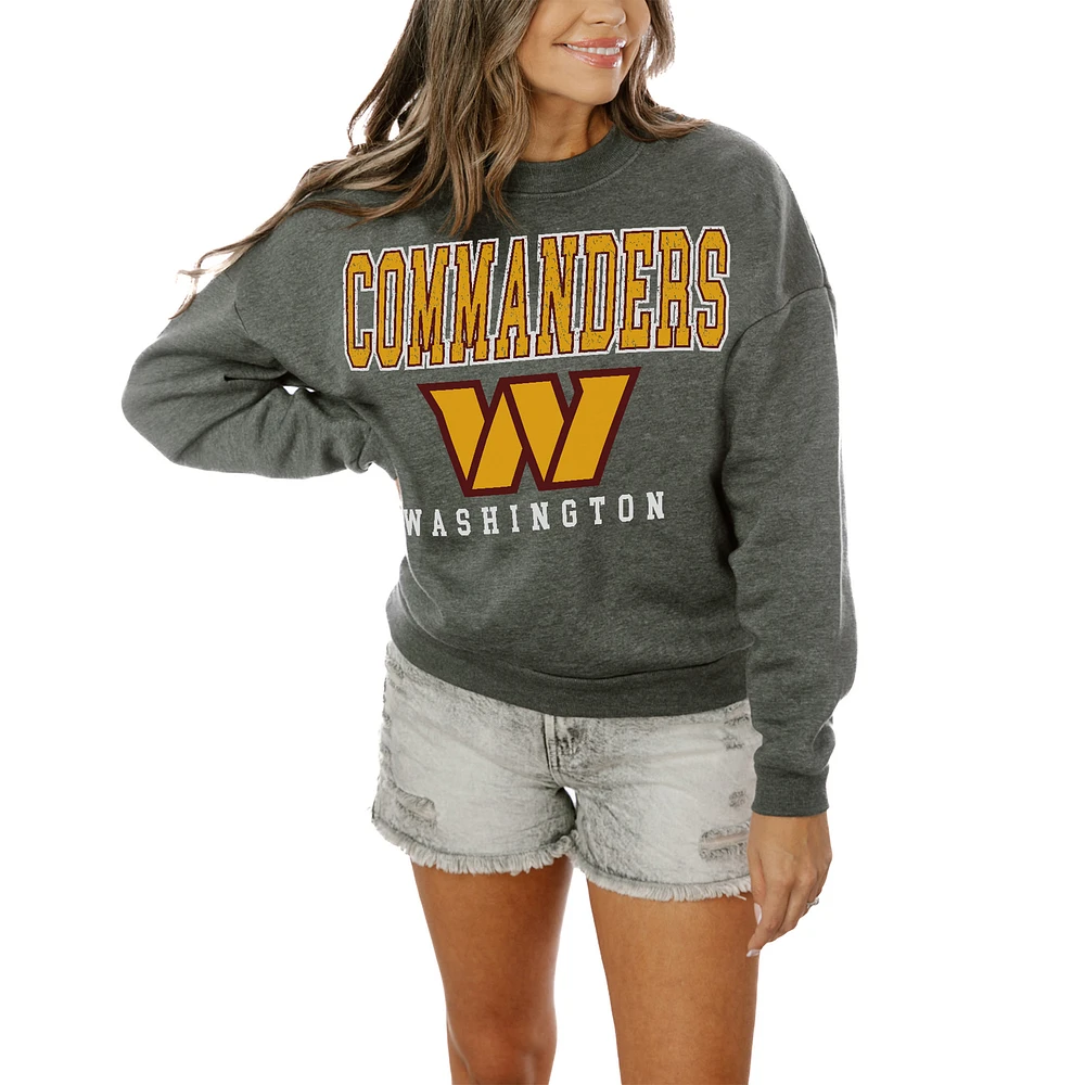 Women's Gameday Couture Charcoal Washington Commanders Oversized Bring The Energy Pullover Sweatshirt