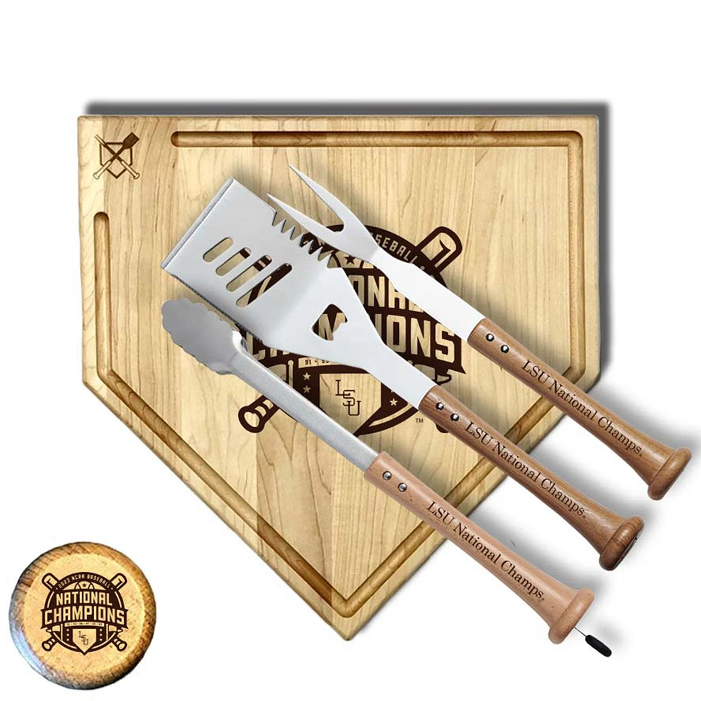 Baseball BBQ LSU Tigers 2023 NCAA Men's Baseball College World Series Champions 17" Trough Silver Slugger Combo Set