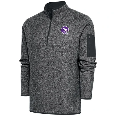 Men's Antigua Heather Charcoal Minnesota Vikings Fortune Big & Tall Quarter-Zip Pullover Jacket
