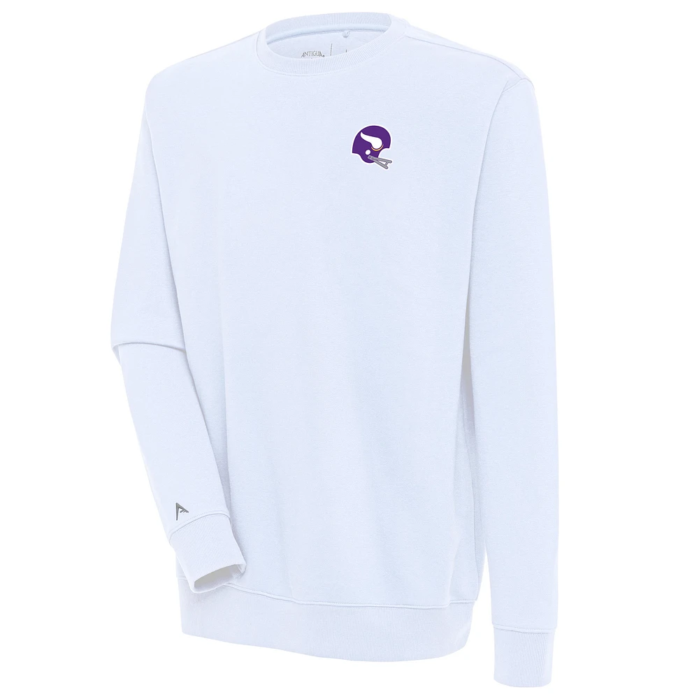 Men's Antigua White Minnesota Vikings Victory Crewneck Pullover Sweatshirt