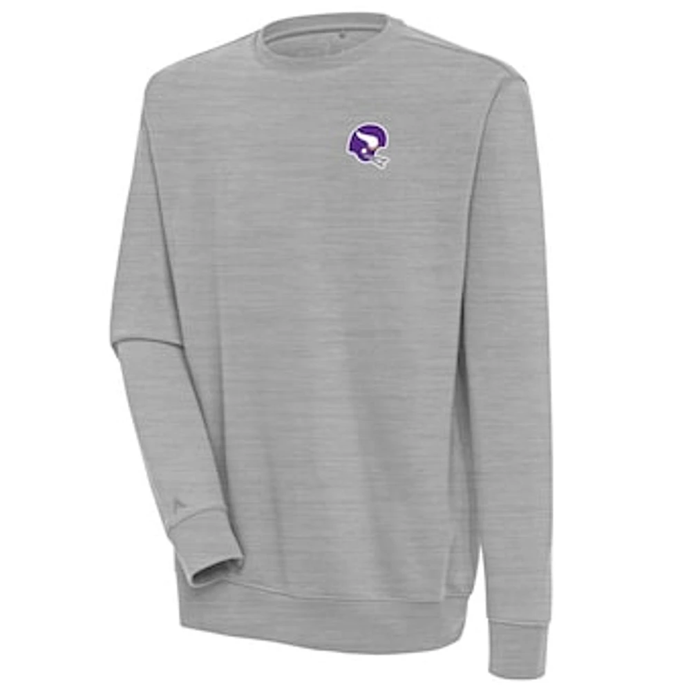 Men's Antigua Heather Gray Minnesota Vikings Victory Crewneck Pullover Sweatshirt