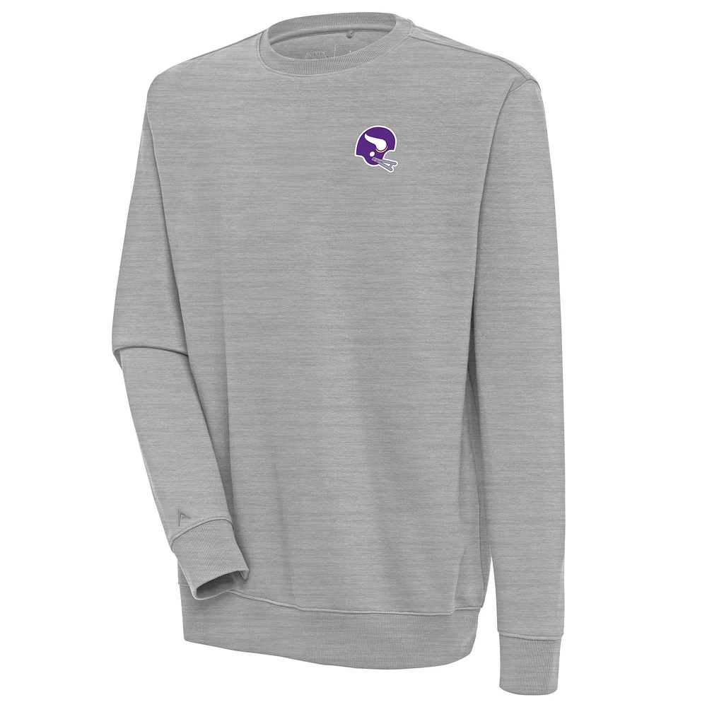 Men's Antigua Heather Gray Minnesota Vikings Victory Crewneck Pullover Sweatshirt