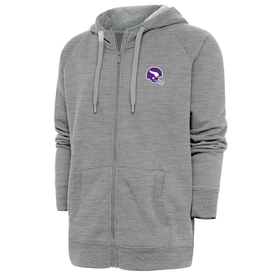 Men's Antigua Heather Gray Minnesota Vikings Victory Full-Zip Hoodie