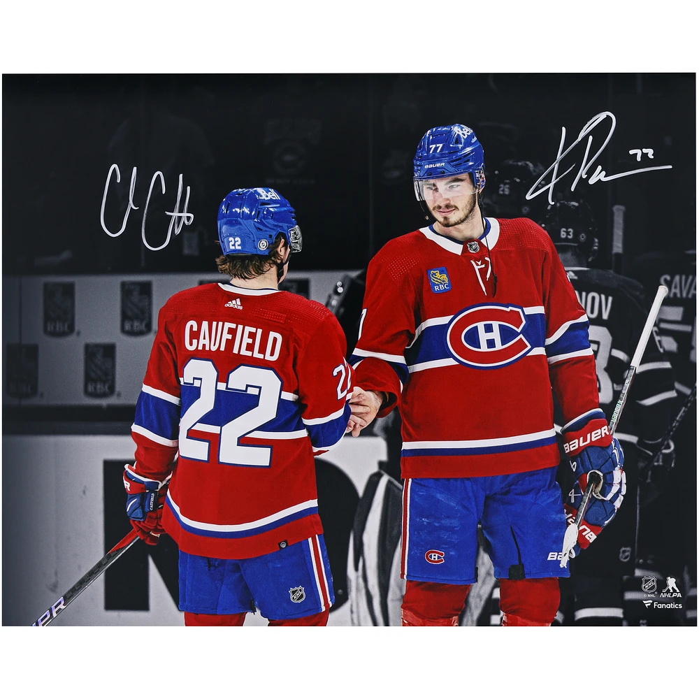 Kirby Dach and Cole Caufield Montreal Canadiens Autographed 16" x 20" Handshake Spotlight Photograph
