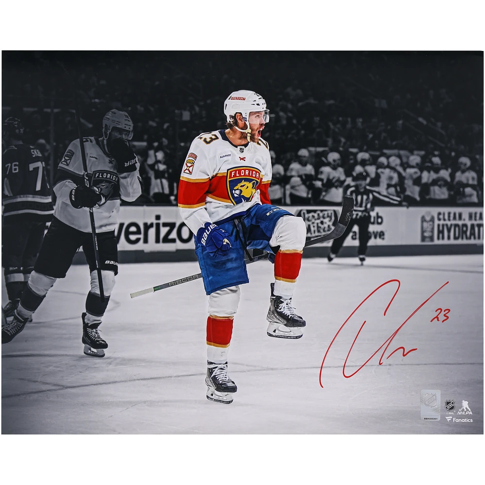Carter Verhaeghe Florida Panthers Autographed 16" x 20" White Celebration Spotlight Photograph