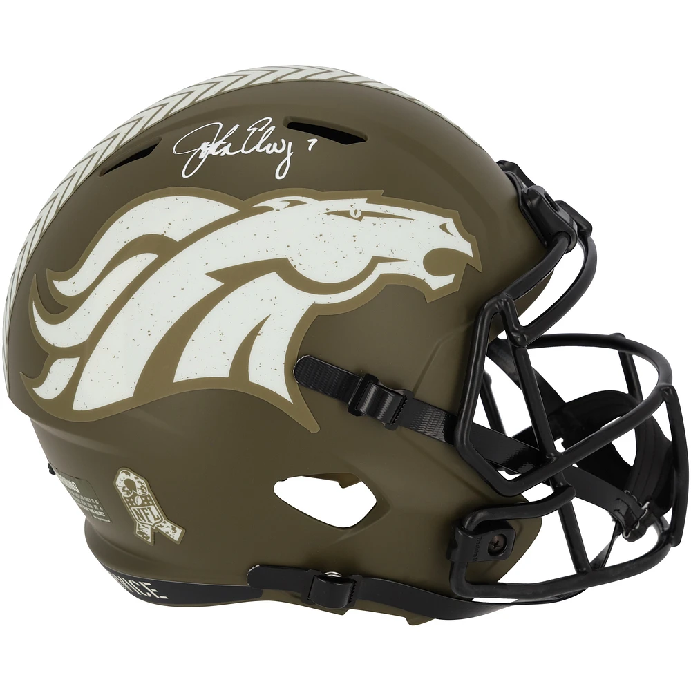 John Elway Denver Broncos Autographed 2022 Salute to Service Riddell Speed Replica Helmet