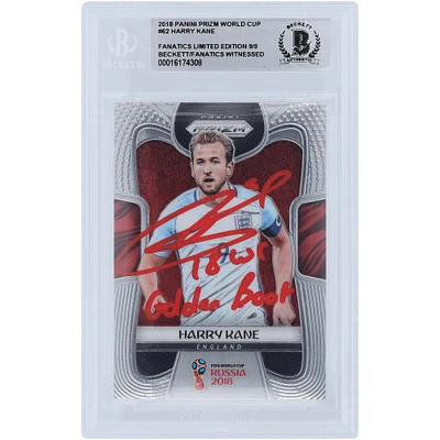 Harry Kane England National Team Autographed 2018 Panini Prizm World Cup Red Ink #62 #/9 Beckett Fanatics Witnessed Authenticated Card