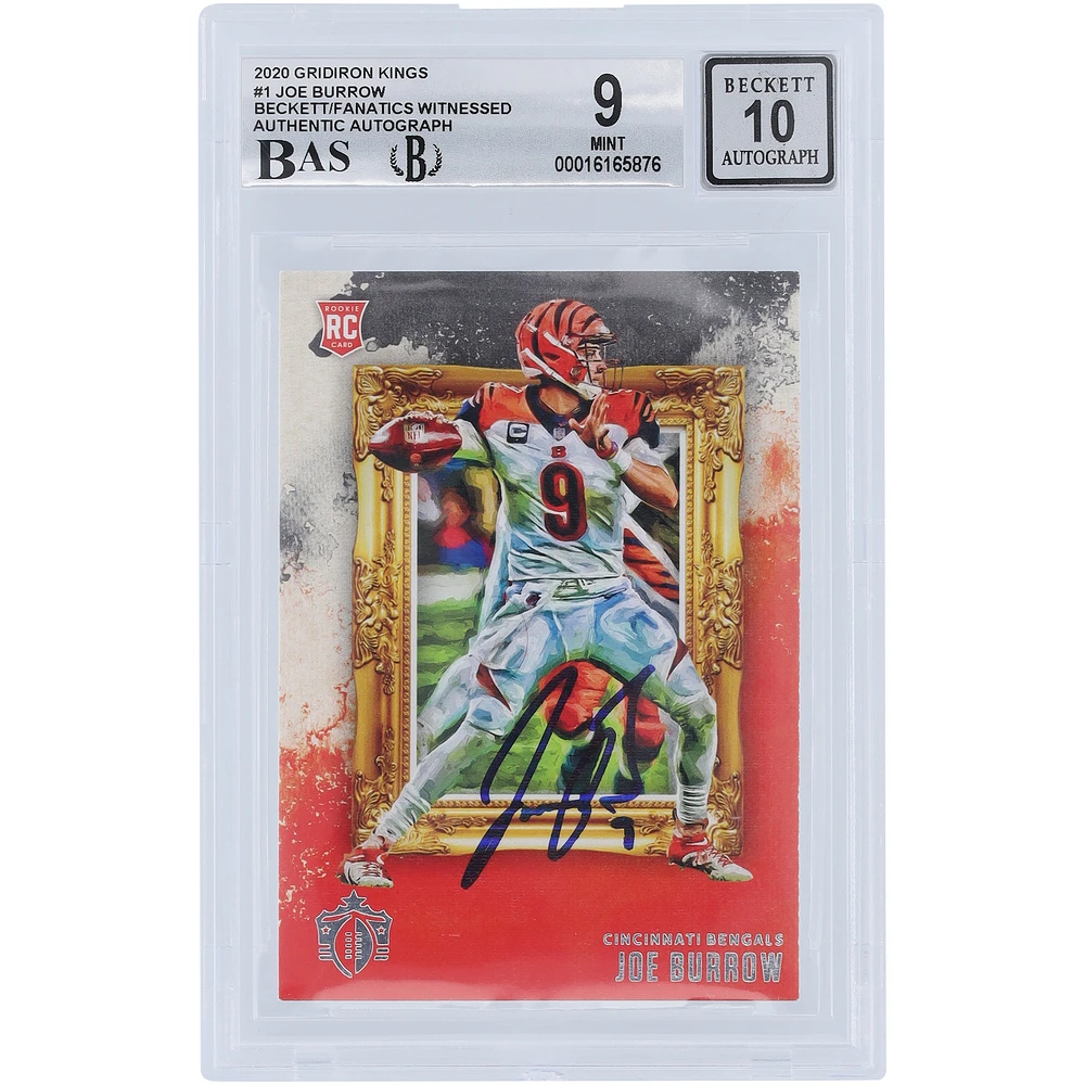 Joe Burrow Cincinnati Bengals Autographed 2020 Panini Gridiron Kings #GK-1 Beckett Fanatics Witnessed Authenticated 9/10 Rookie Card - 8.5,9,9,10 Subgrades