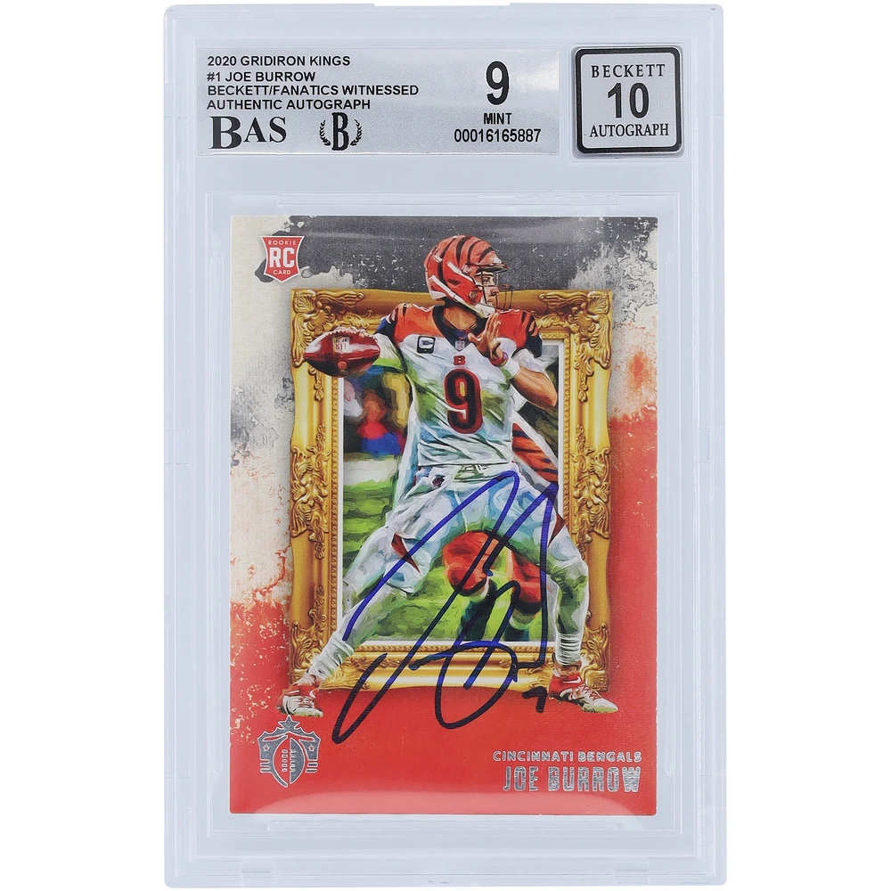 Joe Burrow Cincinnati Bengals Autographed 2020 Panini Gridiron Kings #GK-1 Beckett Fanatics Witnessed Authenticated 9/10 Rookie Card - 8.5,9,9.5,10 Subgrades