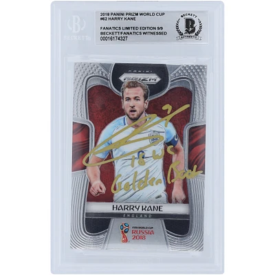 Harry Kane England National Team Autographed 2018 Panini Prizm World Cup Gold Ink #62 #9/9 Beckett Fanatics Witnessed Authenticated Card