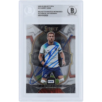 Harry Kane England National Team Autographed 2022-23 Panini Select FIFA Terrace #12 Beckett Fanatics Witnessed Authenticated Card