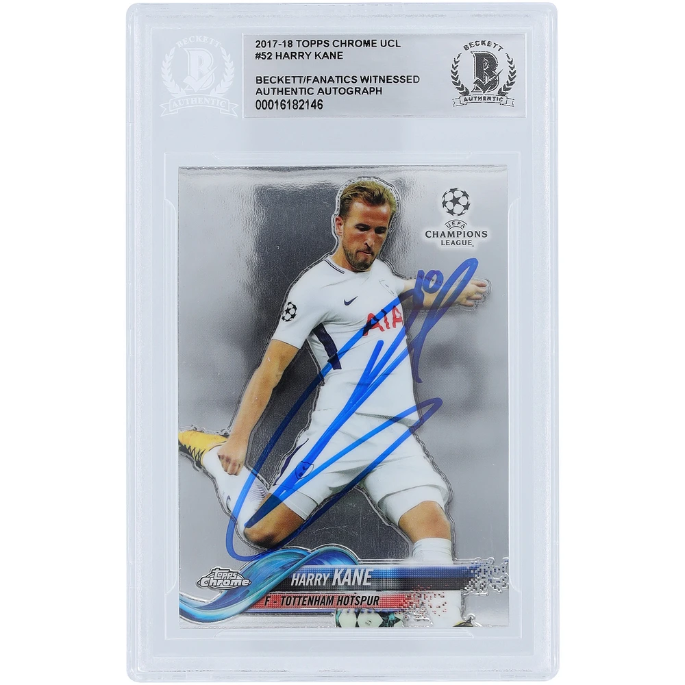 Harry Kane Tottenham Hotspur Autographed 2017-18 Topps Chrome UCL #52 Beckett Fanatics Witnessed Authenticated Card