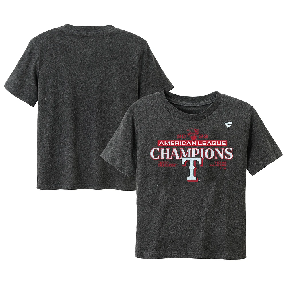 Toddler Fanatics Heather Charcoal Texas Rangers 2023 American League Champions Locker Room T-Shirt
