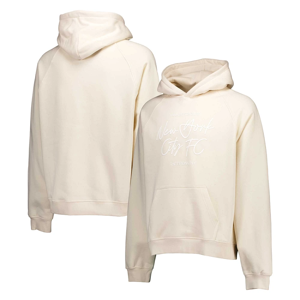 Men's Cream New York City FC Tonal Team Primary Logo Oversized Raglan Pullover Hoodie