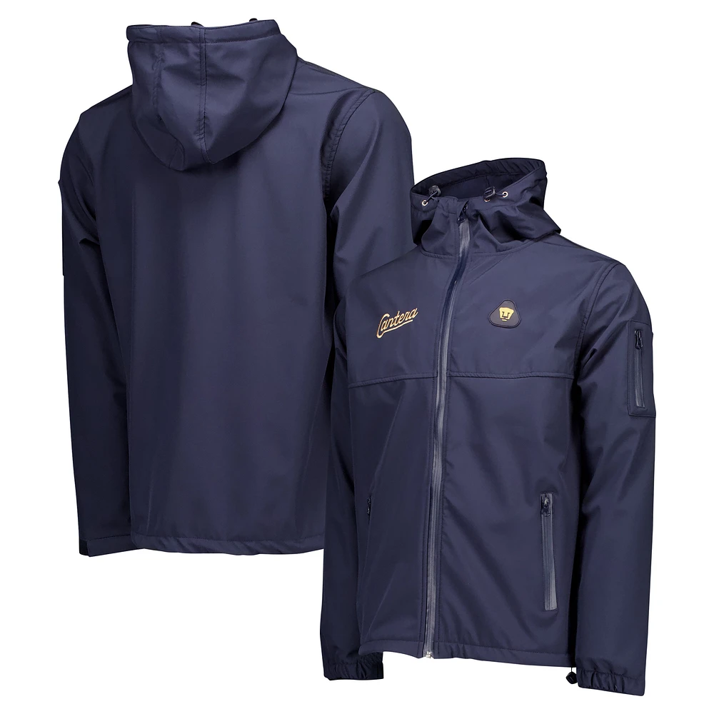 Men's Navy Pumas Cantera Three-Layer Full-Zip Hooded Jacket