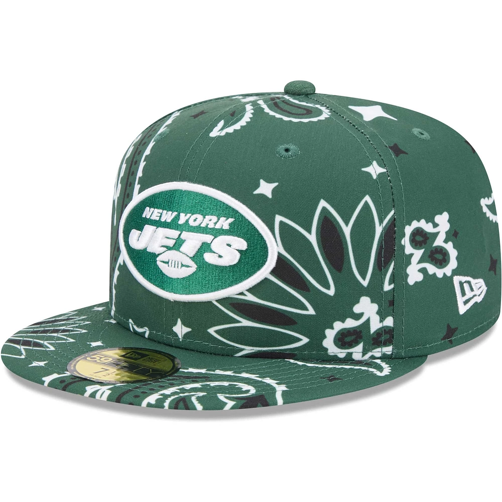 Men's New Era Green York Jets Paisley 59FIFTY Fitted Hat