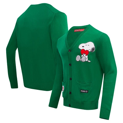 Men's Freeze Max Kelly Green Peanuts Snoopy Love Cardigan