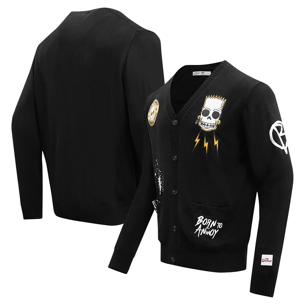Men's Freeze Max Black The Simpsons Bart Skeleton Button-Up Cardigan