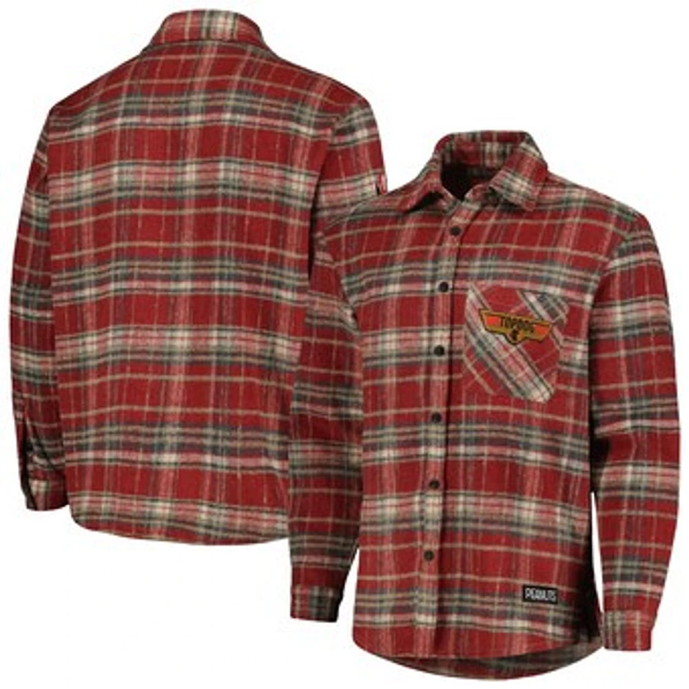 Men's Freeze Max Snoopy Wine Peanuts Top Dog Flannel Button-Up Shirt