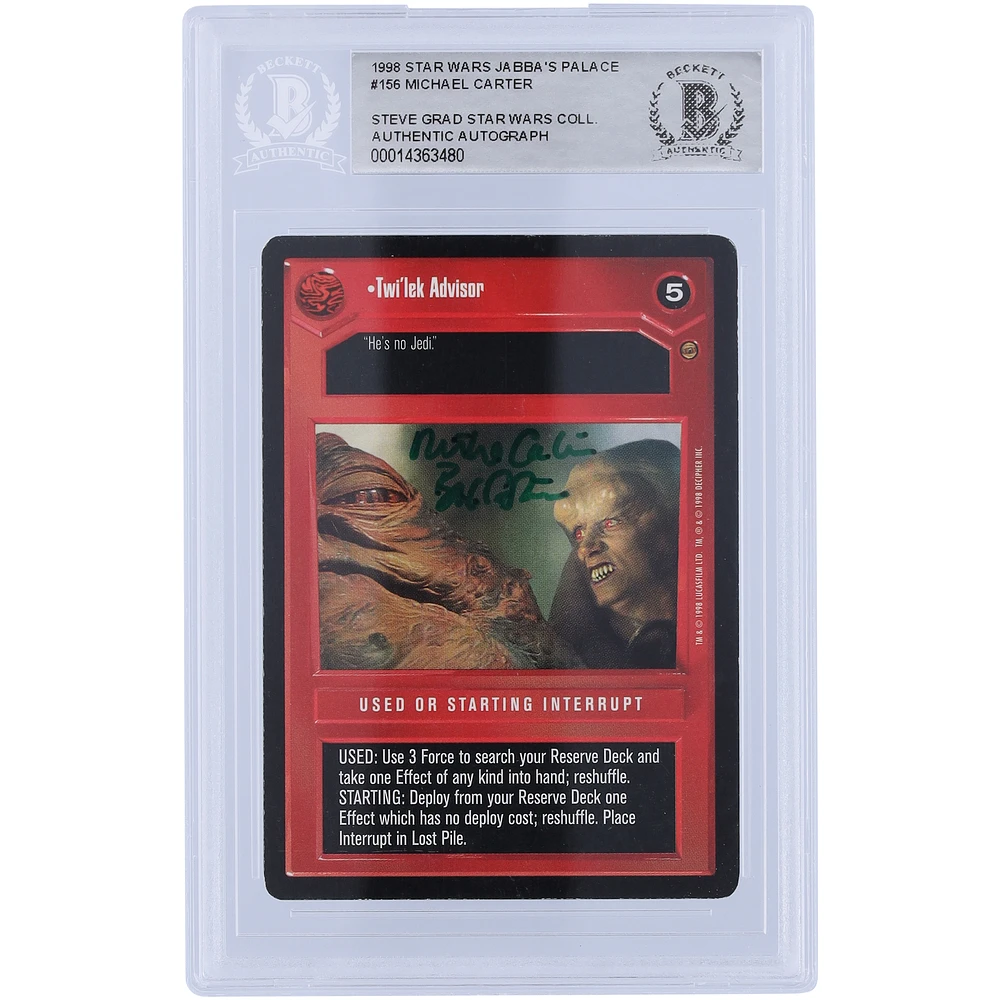 Michael Carter Star Wars Autographed 1998 CCG Jabba's Palace #156 BGS Authenticated Card with "Bib Fortuna" Inscription