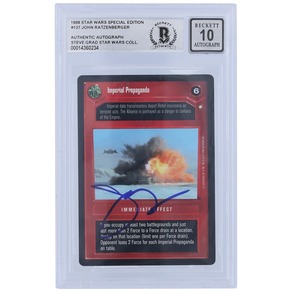 John Ratzenberger Star Wars Autographed 1998 CCG Special Edition #137 BGS Authenticated 10 Card