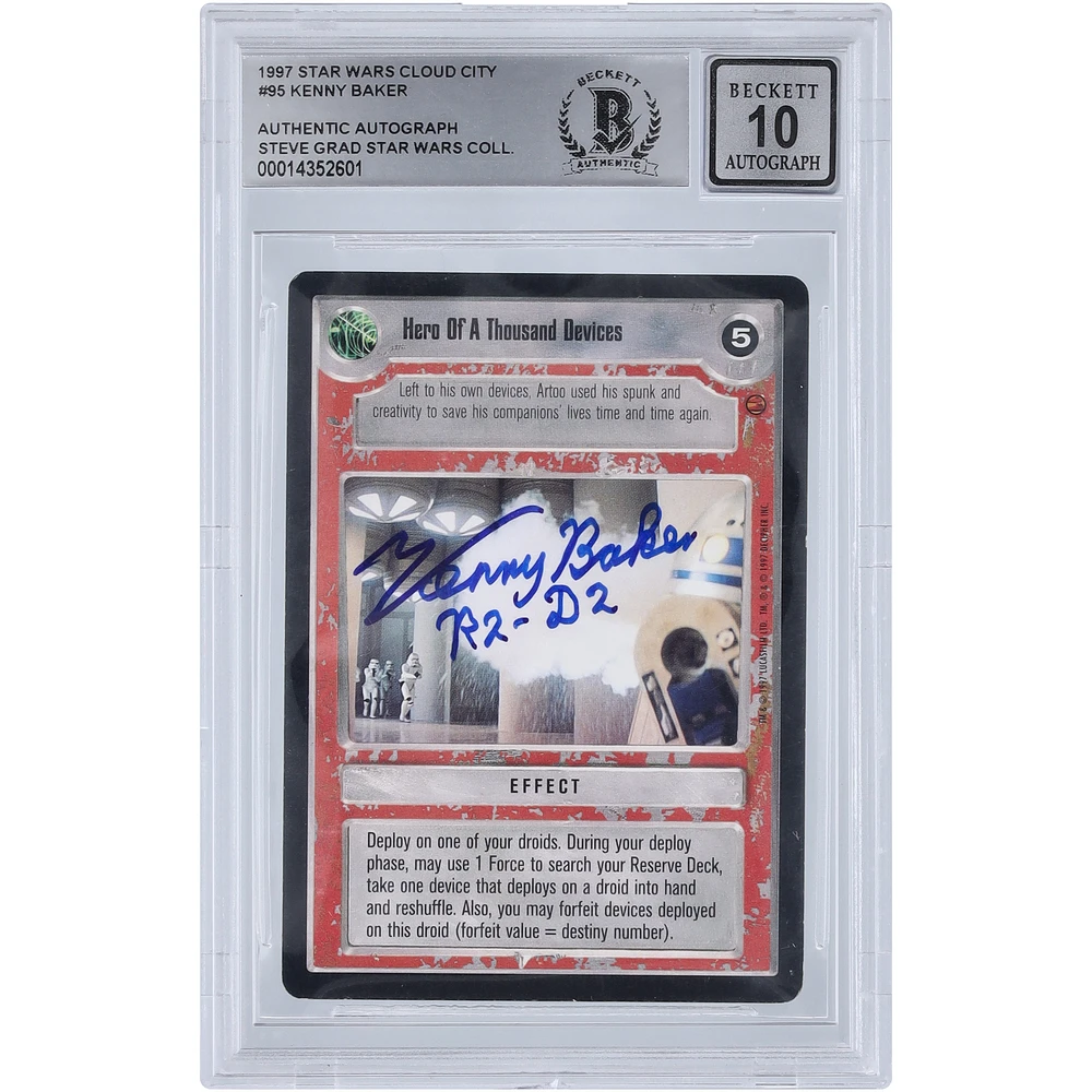 Kenny Baker Autographed 1997 CCG Star Wars Cloud City #95 BGS Authenticated 10 Card with "R2-D2" Inscription