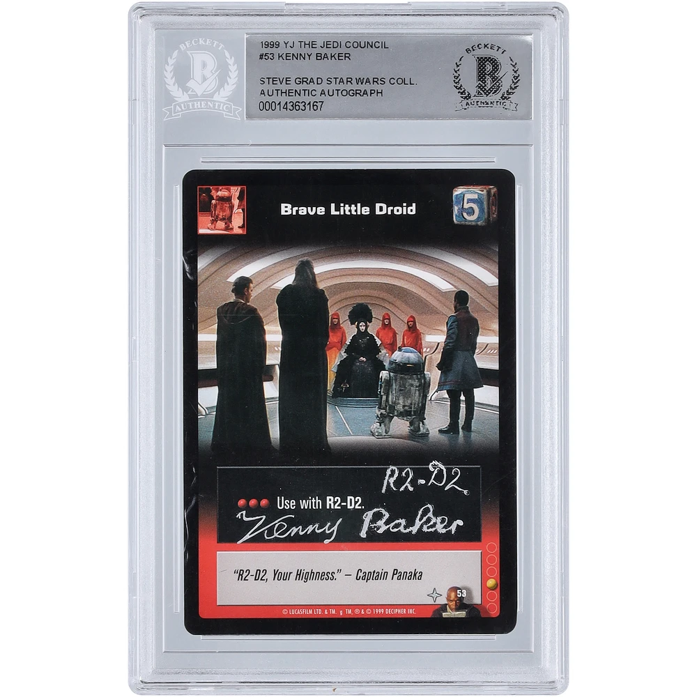 Kenny Baker Star Wars Autographed 1999 CCG Young Jedi #53 BGS Authenticated Card with "R2-D2" Inscription