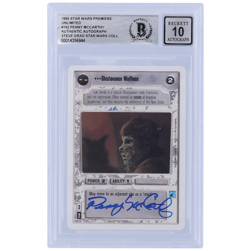 Penny McCarthy Star Wars Autographed 1995 CCG Premiere #192 BGS Authenticated 10 Card