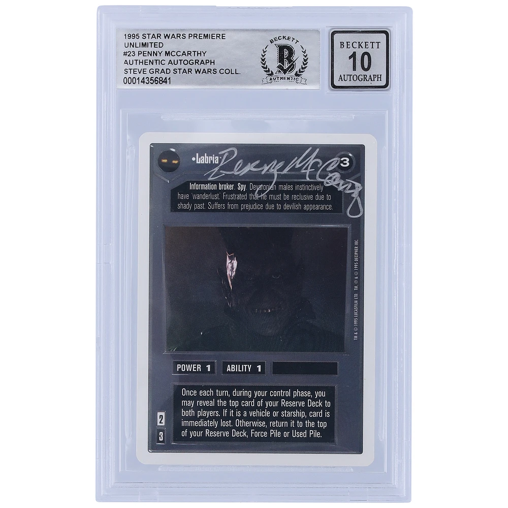 Penny McCarthy Star Wars Autographed 1995 CCG Premiere #23 BGS Authenticated 10 Card