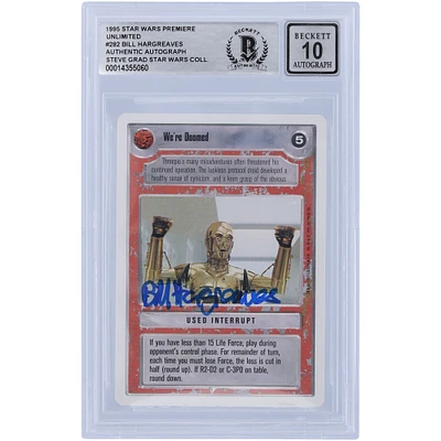 Bill Hargreaves Star Wars Autographed 1995 CCG Premiere #282 BGS Authenticated 10 Card
